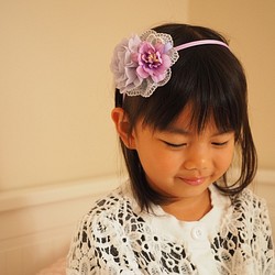 淺紫色雪紡小布花嬰兒/小童頭箍 適合彌月生日宴會拍照 第1張的照片