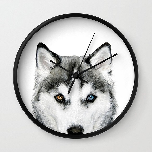 シベリアンハスキー 壁掛け時計 オリジナルイラスト 掛け時計 置き時計 Miart 通販 Creema クリーマ ハンドメイド 手作り クラフト作品の販売サイト