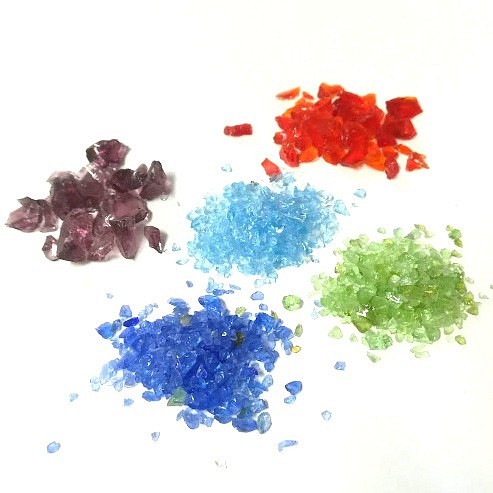 （# 9-26）カレット クラッシュガラス 5色セット レッド パープル ブルー グリーン レジン パーツ 1枚目の画像