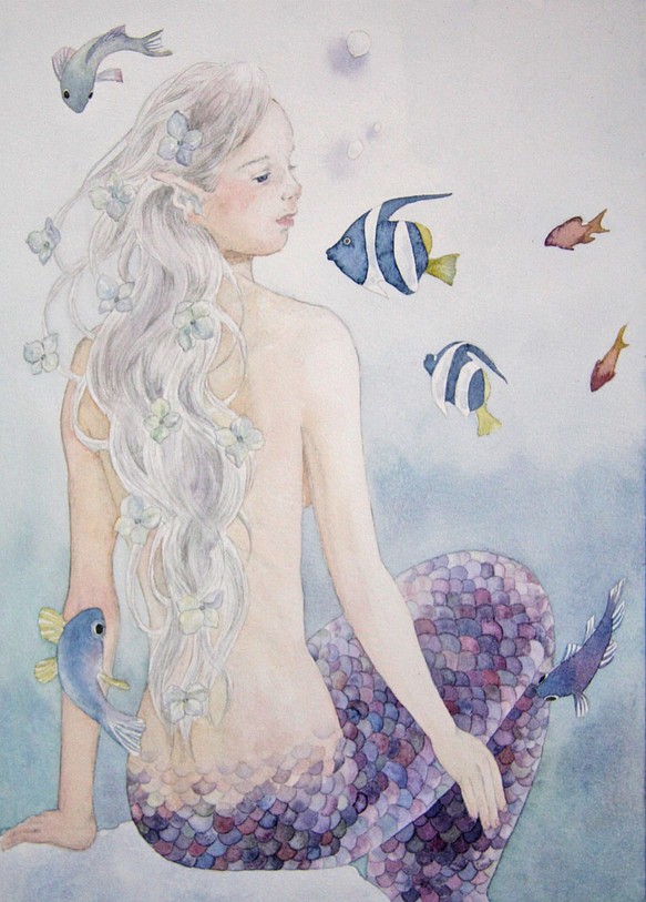 人魚の末娘 原画 透明水彩 1枚目の画像