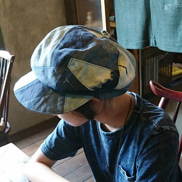 【訂製】淺藍色系帽子 / 丹寧 / 報童帽 / 古著風格 第1張的照片