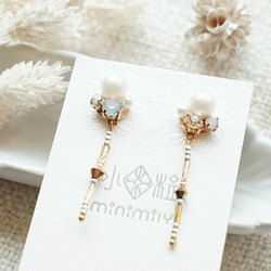 Minimily - 絲思．水晶珍珠耳環 (耳針/耳夾) 第1張的照片