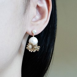 Minimily - 茂盛 - 珍珠花球耳環 (醫療用不鏽鋼抗敏耳針 / 耳夾) 第1張的照片