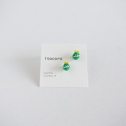 小螺紋鼠標耳環（綠色） 第1張的照片