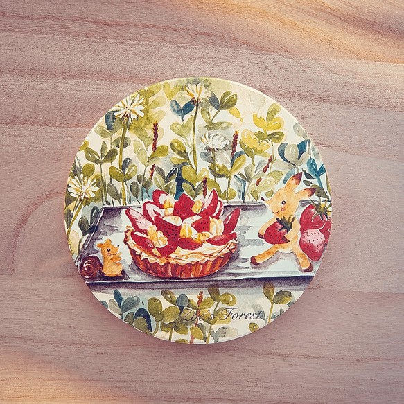 ゾーイの森夏の午後のお茶のセラミックコースター 1枚目の画像