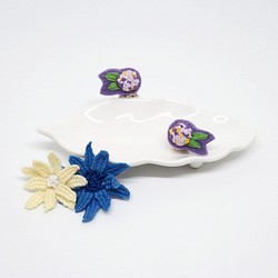 Mini Hydrangeas (Iris) Embroidery Earrings *Handmade* 1枚目の画像