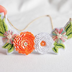 活力系﹣橘色之夢(大)手工刺繡項鍊．可客製化 第1張的照片