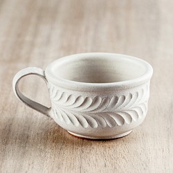 【手感刻紋】手刻植感紋理 寬口咖啡杯 (月桂) 第1張的照片