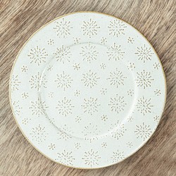 【春の野草】エレガントフレンチレリーフ・アールデコ平皿（タンポポ/ホワイト） 1枚目の画像