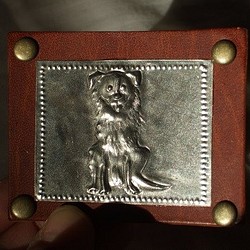 レザータグ ボーダーコリー犬 アップリケ ワッペン 名入れ 1枚目の画像