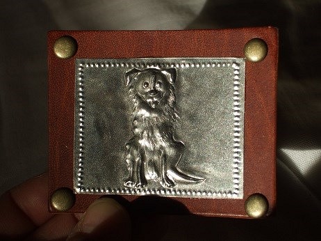 レザータグ ボーダーコリー犬 アップリケ ワッペン 名入れ 1枚目の画像
