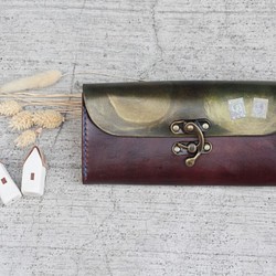 Accordion vegetable tanned leather long wallet - Sugar Brown 1枚目の画像