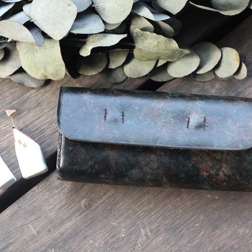 Accordion vegetable tanned leather long wallet - December Ni 長