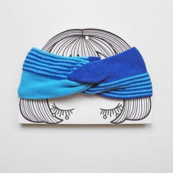 【新品】法式手工髮帶-水藍/寶藍 第1張的照片