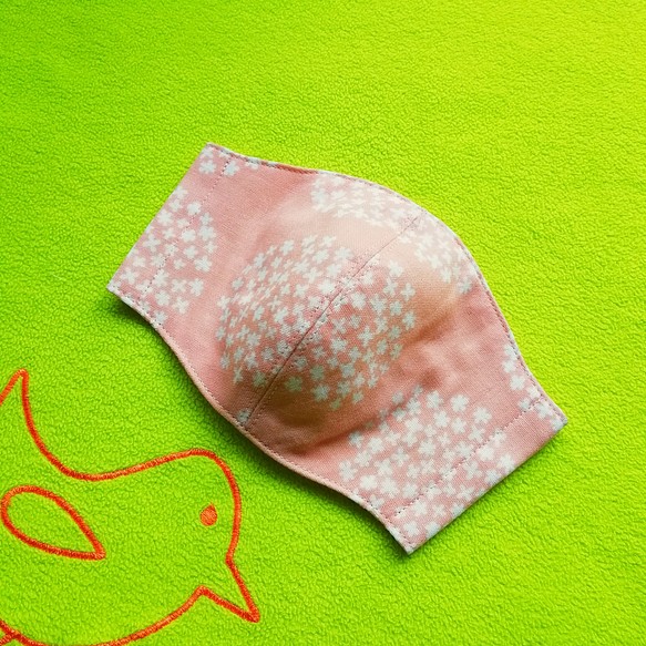 ダブルガーゼのココロふんわり立体マスク　ピンク小花【送料無料】 1枚目の画像