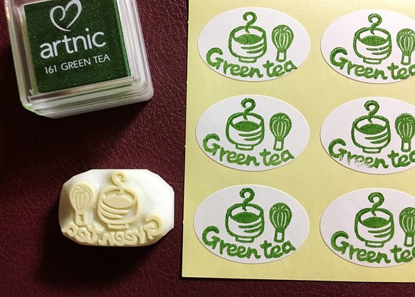 Green Tea 抹茶 のテイスティシール用消しゴムはんこ 持ち手付き お菓子9 はんこ スタンプ かめたん 発送は10 26 通販 Creema クリーマ ハンドメイド 手作り クラフト作品の販売サイト