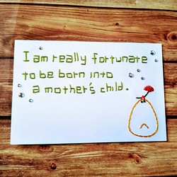 【母の日】紙刺繍メッセージカード(ひよこグリーン) 1枚目の画像
