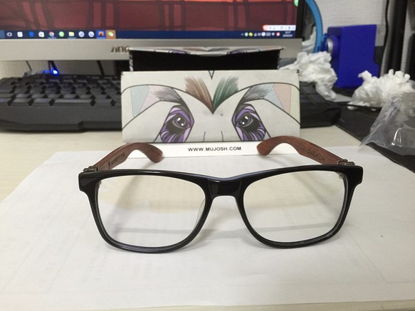 MUJOSH木九十 　メガネフレーム　木製　手造り眼鏡　美品 1枚目の画像