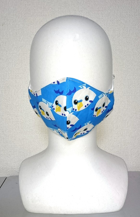 「ぶんちょ組」オリジナルデザインマスク (セキセイインコ) 1枚目の画像