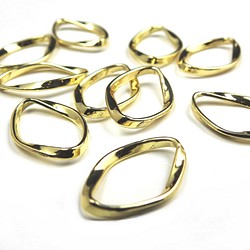[10 件] 扭曲變形環零件 Ellipse ★ 25mm / 金 ★ 設計環 (marukandd-25) 第1張的照片