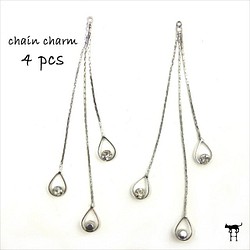 [4 件] Chain Charm ★ e / Silver ★ 90mm 三重鏈帶流蘇石 (charm chain-es) 第1張的照片