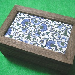 リバティ 木製ジュエリーボックス 小物入れ 裁縫箱 1枚目の画像