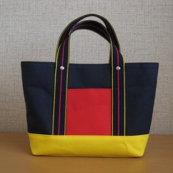 帆布トートバッグ TE・06 紺×赤×黄 1枚目の画像