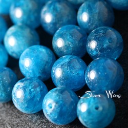 天然石✿良質大粒ブルーアパタイト ラウンド約10～10.4mm☆2粒 1枚目の画像