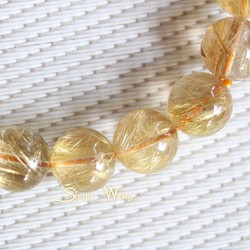 天然石✿大粒高品質ゴールドルチルクォーツ約11～11.4mmブレスレット☆金運アップ 1枚目の画像