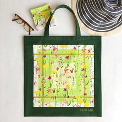 圍巾圖案袋“春天和初夏的田野|紫羅蘭，蒲公英等♪”（大號/棉） 第1張的照片