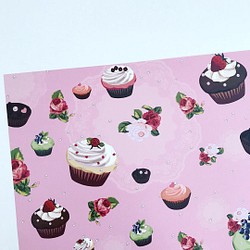 送料無料 オリジナル デザインペーパー cupcake&lace ライトピンク 10枚 1枚目の画像