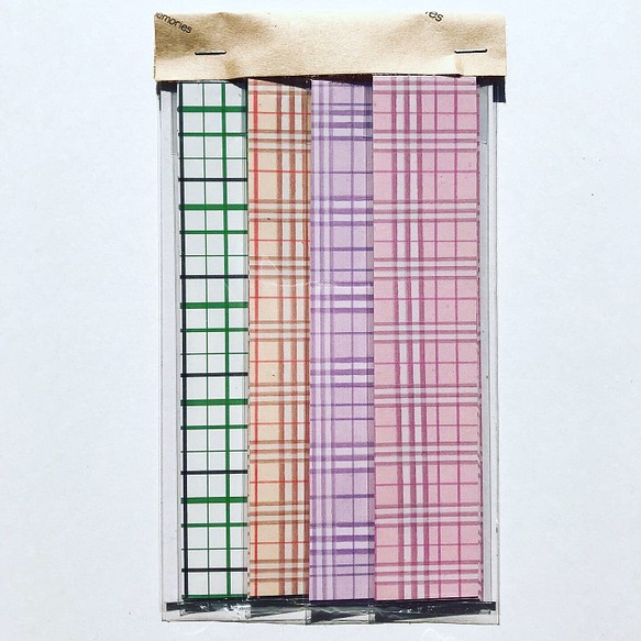 送料無料 オリジナル チェック柄 帯シール 4色アソート 1枚目の画像