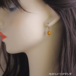 漆のしずく(黄)－ピアス･イヤリング－ ／ Drop of URUSHI(Yellow) -Earings- 1枚目の画像