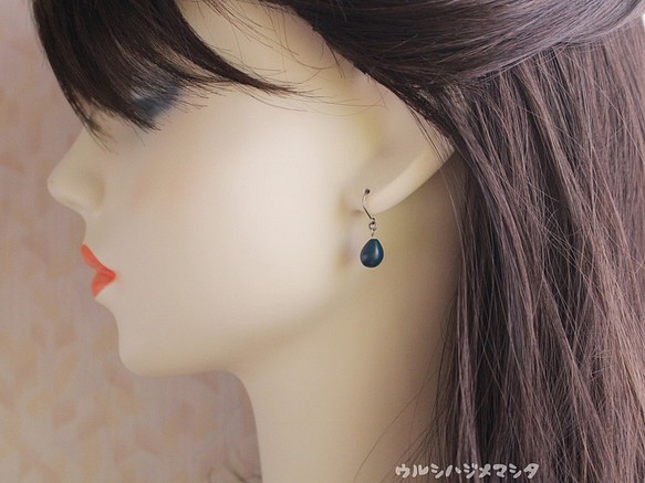 漆滴（藍色）-耳環耳環-/滴URUSHI（藍色）-耳環- 第1張的照片