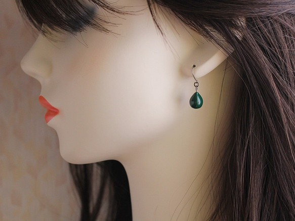 漆滴（綠色）-耳環耳環-/滴URUSHI（綠色）-耳環- 第1張的照片