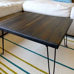 折りたたみ　ミニテーブル　テーブル　アイアン風　ウッド　アウトドア　ブルックリン　50×40×27 1枚目の画像