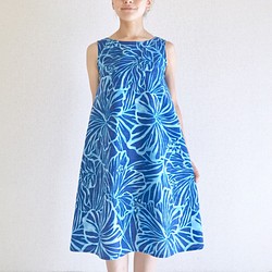 Murady風格芙蓉喇叭連衣裙[S，M，L，LL]藍色 第1張的照片