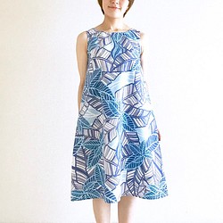 香蕉葉喇叭連衣裙/藍色[S〜3L] 第1張的照片