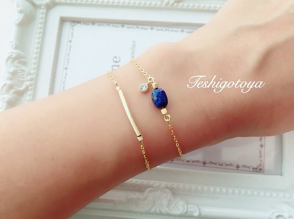 lapis lazuli ×crystal bracelet 1枚目の画像