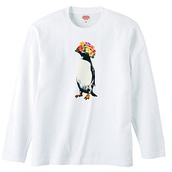 [ロングスリーブTシャツ] flower penguin 1枚目の画像