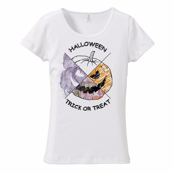 [レディースTシャツ] Halloween pumpkin 1枚目の画像