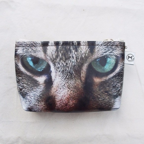 M＆Mショップ癒し系手作りの防水キャンバスの財布（大きな目トラ猫クラス） 1枚目の画像