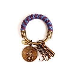 【UNA-優娜手作】 鑰匙圈(小)5.3CM 藍紫＋深紫+小王子 手工 編織 腊繩 鐵環 客製化 第1張的照片