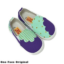 兒童運動鞋的配色方案“Mokumoku G”紫日！圓點和條紋的黃金跛腳！ [兒童] [訂單製作] 第1張的照片