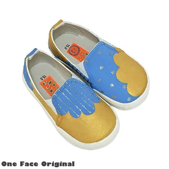 兒童運動鞋的配色方案“Mokumoku G”紫日！圓點和條紋的黃金跛腳！ [兒童] [訂單製作] 第1張的照片