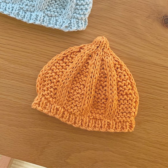 コットン糸のどんぐり帽子 [オレンジ・単色・ＳＳサイズ] 1枚目の画像