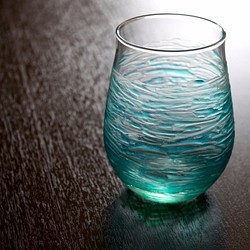 掌心海洋│禪風療癒系水藍色藝術玻璃杯 第1張的照片