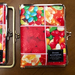 カラフルポップキャンディ柄 がま口母子手帳ケース・お薬手帳ケース 口選択可 1枚目の画像