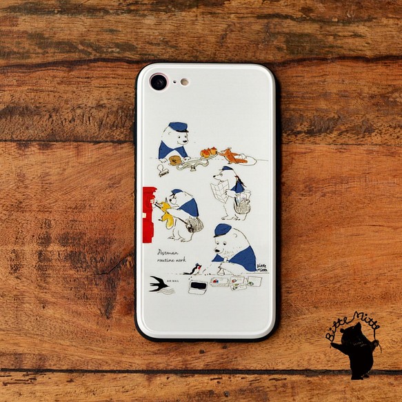 強化ガラスケース スマホケース iPhone12 iPhone 12 Pro Max 北欧 シロクマ＊名入れ 1枚目の画像