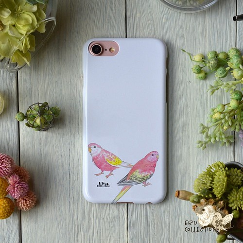 スマホケース アキクサインコ Iphone Android 全機種対応 かわいい 鳥 インコ ピンク 名入れ可 スマホケース カバー Case Garden 通販 Creema クリーマ ハンドメイド 手作り クラフト作品の販売サイト